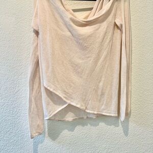 Elegant soft pink Drape Neck Women's Top - semi sheer